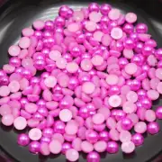 2000 Hot Pink Half Pearl Bead 4mm Flat Back Gem Scrapbook Craft