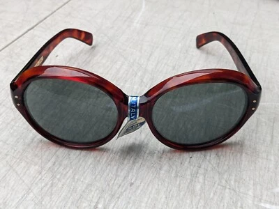 Vintage 1950 - 70s Nilsol Sunglasses Italy Ladies Unisex Tortoise Shell NOS Blue