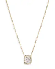 Nadri Emerald Cut Halo Pendant Necklace, 16