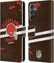 Head Case Designs Officially Licensed NFL Helmet Distressed Cleveland Browns Logo Art Leather Book Wallet Case Cover Compatible with Samsung Galaxy A15