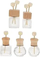 Ciieeo 5Pcs Car Essential Oil Diffuser with Wooden Lid Rotatable Aroma Containers for Car Air Freshening and Travel Use Compact Design for Mounting