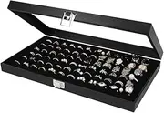 [J JACKCUBE DESIGN] MK248 - Glass Top Black Ring Display Case 72 Slot