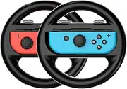2pcs Steering Wheels for Nintendo Switch OLED, Switch Racing Wheel for Mario Kart 8 Deluxe(Black)
