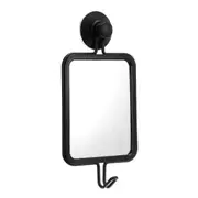 Boxsweden 25 x 12.5cm Suction Wall Hanging Mirror w/ Hook Home Decoration Black