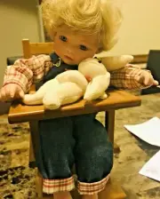 Unique Kids Toy Vintage Musical Chair Doll W/ High Chai-Bunny W/ Movable Tray