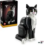 LEGO Ideas Tuxedo Cat Statue Set for Adults, DIY Creative Model Building Kit for Animal Lovers and Pet Owners, Home or Office Desk Décor Idea for Women and Men 21349