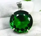 Natural Certified Green Tsavorite Garnet Pendant 92.30 Ct Round Cut SSG Gemstone