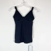 Seafolly NWT Black Inka Rib Sweetheart Singlet Size 4