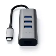 Satechi USB-C 2-in-1 USB 3.0 3-Port Hub & Ethernet, Grey