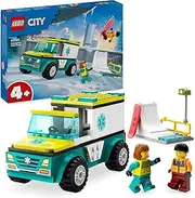 [LEGO] City Emergency Ambulance and Snowboarder 60403 Toy Vehicle Playset for Kids, Boarder and Paramedic Minifigures, Imaginative Play for Boys and Girls Aged 4 and Over