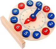 LOPUNER 1 Set Wooden Teaching Clock for Cognition Learning Tool Bright Color Design for Early Education Safe Wood Material for Home and Classroom Use