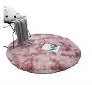 Soft Round Fluffy Area Rug Plush Carpet Living Room Floor Mat Home Decoration-Pink