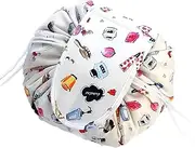 AIMALL Lazy Cosmetic Bag Printing Drawstring Makeup case Storage Bag Portable Travel - Waterproof Polyester Makeup Storage Organizer - Foldable & Machine Washable