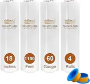 Noah's Ark Warehouse 18” x 1100FT, 60 Gauge Stretch Wrap, 500% Stretch Clear Cling Durable Adhering Packing Moving Packaging for Warehouse Packing, Shipping, Pallet, Moving Supplies (4 Pack)