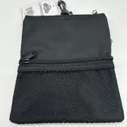 Black 3 Zipper Bag with Clip - 8” By 7” - Mesh Pocket