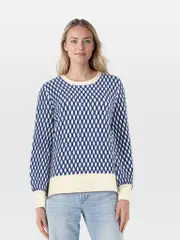 Blue & White Wool Knit Jumper