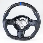 Carbon Flat Bottom 3Spoke Leather Blue Steering Wheel For Mini R50 R52 R53 02-08 (for: Mini)
