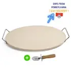 PAMPERED PIZZA STONE Baking Round Dominos Chef With Metal Serving Rack