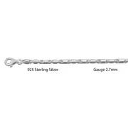 925 Sterling Silver Men Women Chain Bracelet - Heshe 10