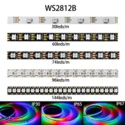 DC5V WS2812B WS2812 Led Strip 30/60/74/96/144leds/m Black White PCB RGB Individu
