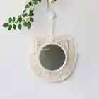 Macrame Hanging Wall Mirror Chic Wall Decoration for Bathroom Bedroom Office