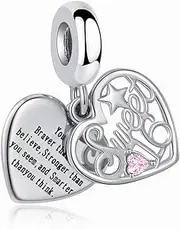 [QeenseKc] Sweet Birthday Number 16 18 21 Double Heart Charm Compatible with Pandora Bracelet Women