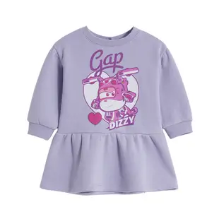 Gap 嬰兒裝 Gap x Super Wings聯名 Logo印花長袖洋裝-紫色(771431)