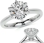 [Generic] Customize Jewel IGI 1.0 Carat Round Excellent Cut Lab Created Grown Diamond 6-Prong Cathedral Set Solitaire Engagement Wedding Proposal Ring In 14k White Gold For Women,D-VS2, Lab Diamond White Gold
