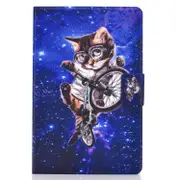 For iPad 10.2 inch Colored Drawing Horizontal Flip Leather Case with Holder & Card Slots & Sleep / Wake-up Function(Glasses Cat)
