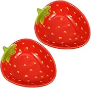 MAGICLULU 2pcs Strawberry Bowl Trifle Bowl Platters for Party Food Party Cups Dessert Cups Serving Plates Dessert Pots Paper Straws Basket Fiesta Decorative Trays Appetizer Tray Red Ceramics