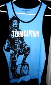 CAPTAIN MORGAN RUM TEAM CAPTAIN TANK TOP T SHIRT Size MEDIUM - Blue