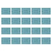 40Pcs Microfiber Handmade Leather Label Sewing Embossed Crochet Tags Lake Blue