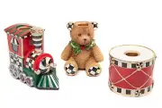 MACKENZIE CHILD TOYLAND CANDLE HOLDERS - Set of 3
