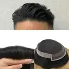 Toupee Men Human Hair Replacement Systems French Lace Poly Coating Wig Hairpiece