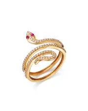Moon & Meadow 14K Yellow Gold Italy Ruby & Diamond Snake Wrap Ring - Exclusive