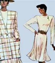 1980s Skater Flip Dress Batwing Longline Jacket Vogue 7096 Sewing Pattern