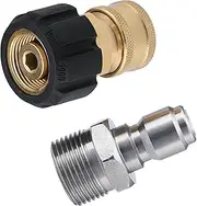 JOEJET Pressure Washer Adapter Set, M22 to 3/8" Quick Connect for Pressure Washer Hose, M22 14mm to M22 Metric Fitting, 5000 PSI