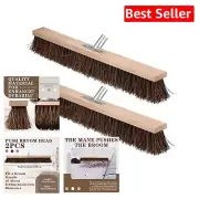 Heavy-Duty Push Broom Heads - 24 x 4 Inch Twin Pack with Back Scratcher Function