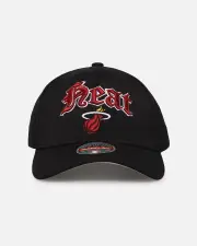 [MITCHELL & NESS] Mitchell & Ness Miami Heat 'Old English Classic' Mvp Snapback Black - Size ONE ONE Black