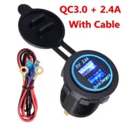 Dual USB Charger Socket Power Outlet Quick Charge for Car Boat Marine Rv Mobile