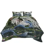 Cool Fantasy Art Pegasus and Water Lilies Pond Mermaid Coverlet