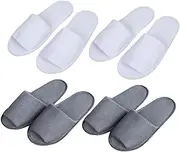 FOYTOKI 4 Pairs Disposable Slippers Men's Folding Slippers for Travel Hotel Spa Home (grey Included)
