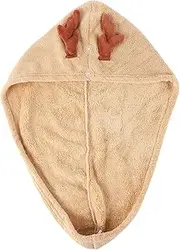 LOLIPPYY Antler Fast Drying Hair Wrap Coral Fleece Shower Cap for Quick Hair Drying Comfortable Absorbent Design for Home Present for Women