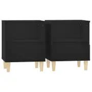 vidaXL 2x Bedside Cabinets Black Nightstand Bedroom End Table with Storage