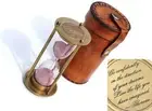 Nautical Brass Hourglass, Sand Clock, Sand Timer with Beautiful Leather Case