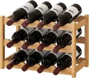 3 Tier Bamboo Wine Rack Wine Storage Cabinet Shelf 12 Bottle Counter Wine Rack