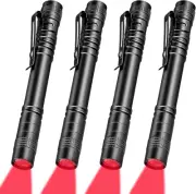 4 Pcs Red Light Flashlight Red LED Flashlight Pen Light Super Bright Torch for A