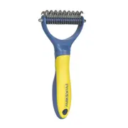 Pakeway T10 Dual Head Dematting Rake Pet Dogs/Cats Grooming Comb Blue/Yellow