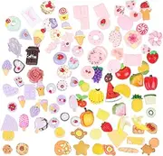 KALLORY 100pcs Resin Food Props DIY Decor for Micro Landscape Phone Case Safe Stickers