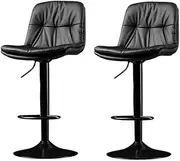 Bar Stools Kitchen Bar Stool Leather Barstools Swivel Gas Lift Counter Chairs x2 BS8406 Black